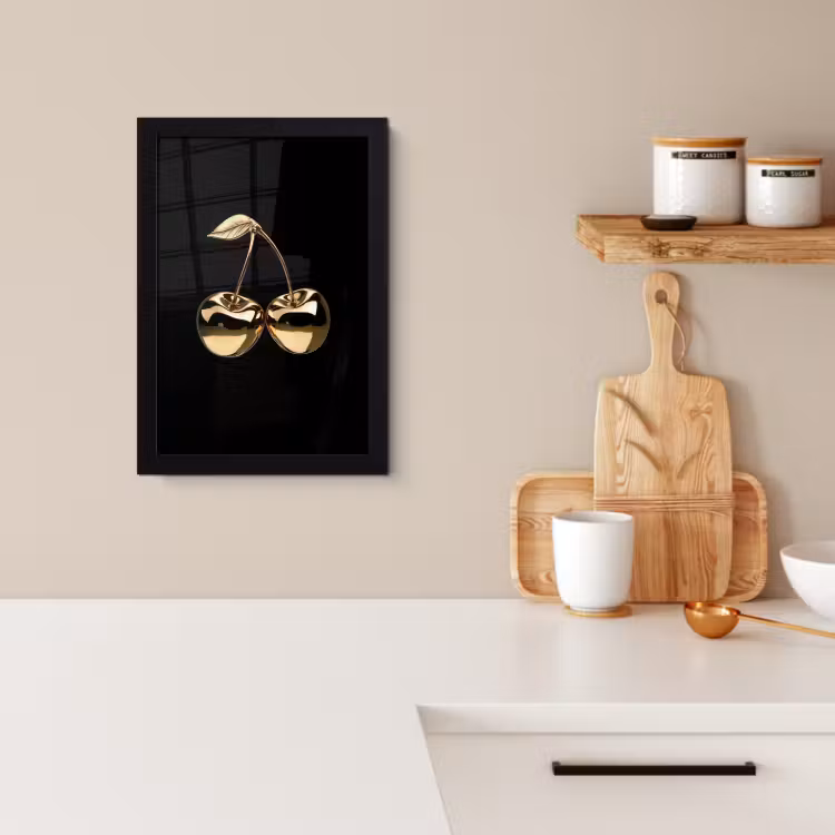 Cadre Photo - Cerisier - Noir - Or - Chrome — 2