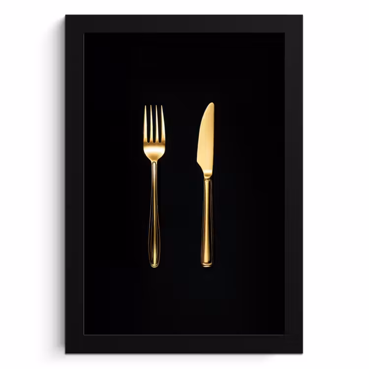 Cadre Photo - Couverts - Or - Couteau - Fourchette — 1