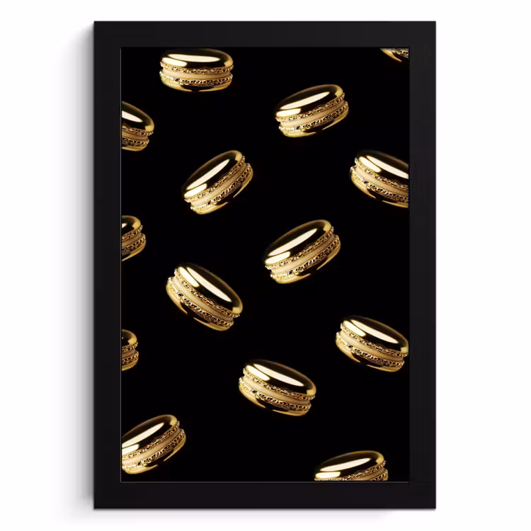 Cadre Photo - Macarons - Motif - Or - Noir — 1