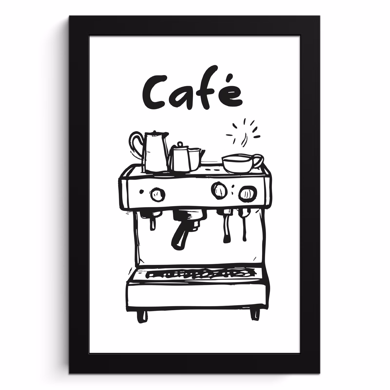 Cadre photo - Illustration - Café - Machine à café - Tasses — 1