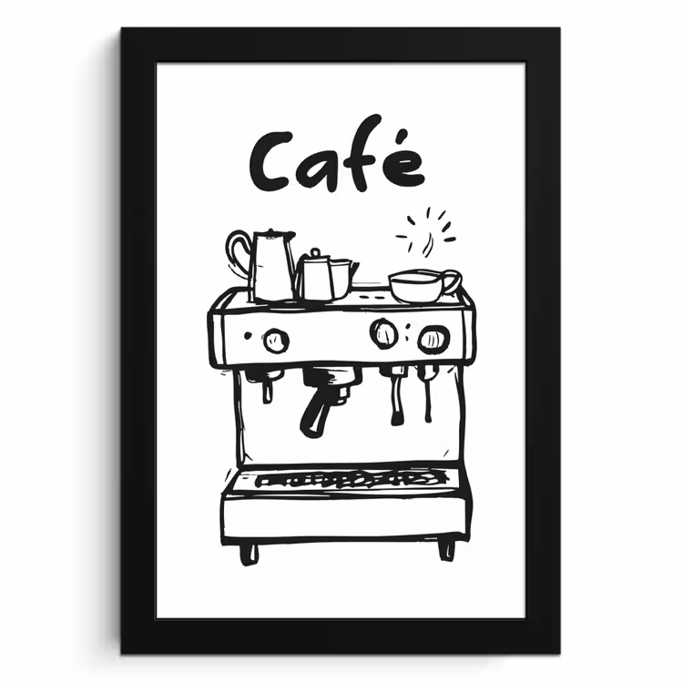 Cadre photo - Illustration - Café - Machine à café - Tasses — 1