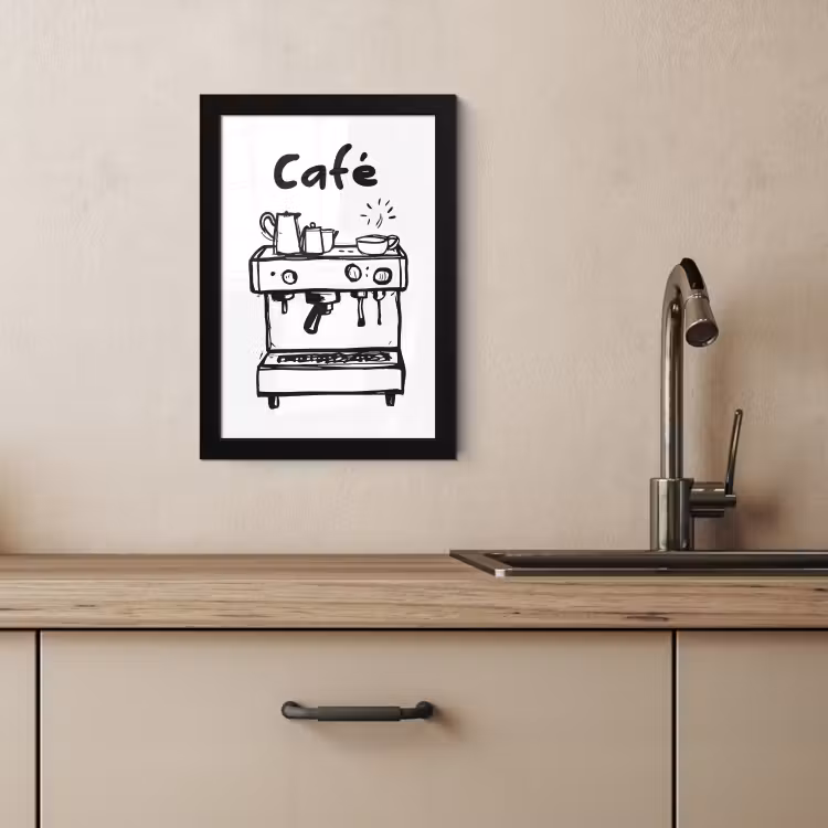 Cadre photo - Illustration - Café - Machine à café - Tasses — 3