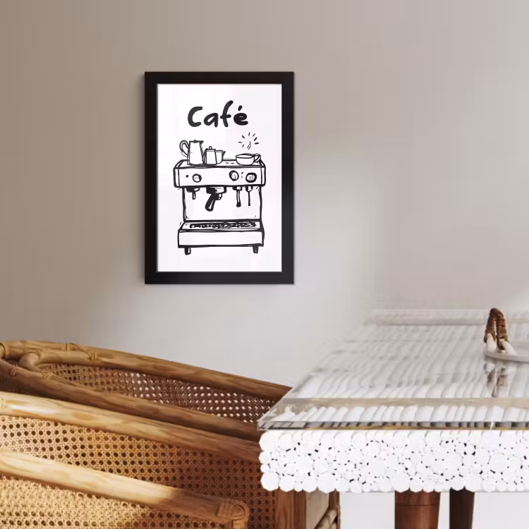 Cadre photo - Illustration - Café - Machine à café - Tasses — 4
