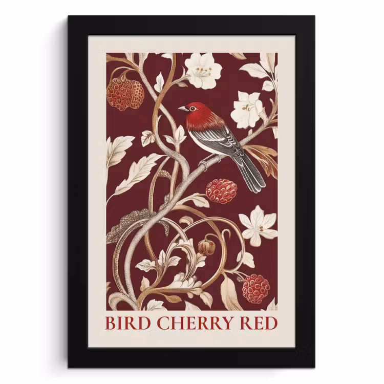 Cadre photo - Oiseau - Bordeaux - Fleurs - Baies — 1