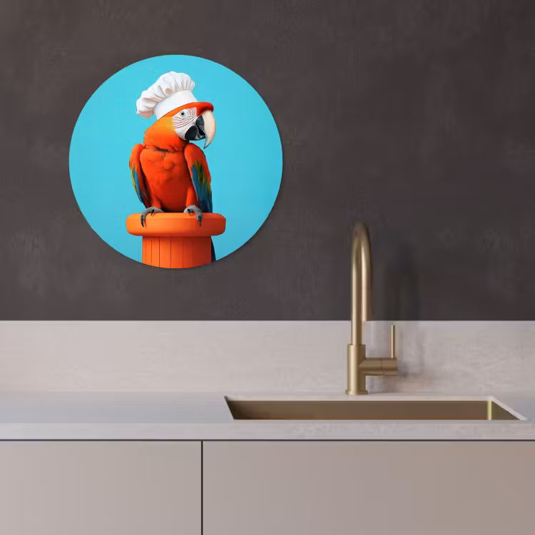 Tableau rond - Ara - Toque - Piédestal - Amusant — 2