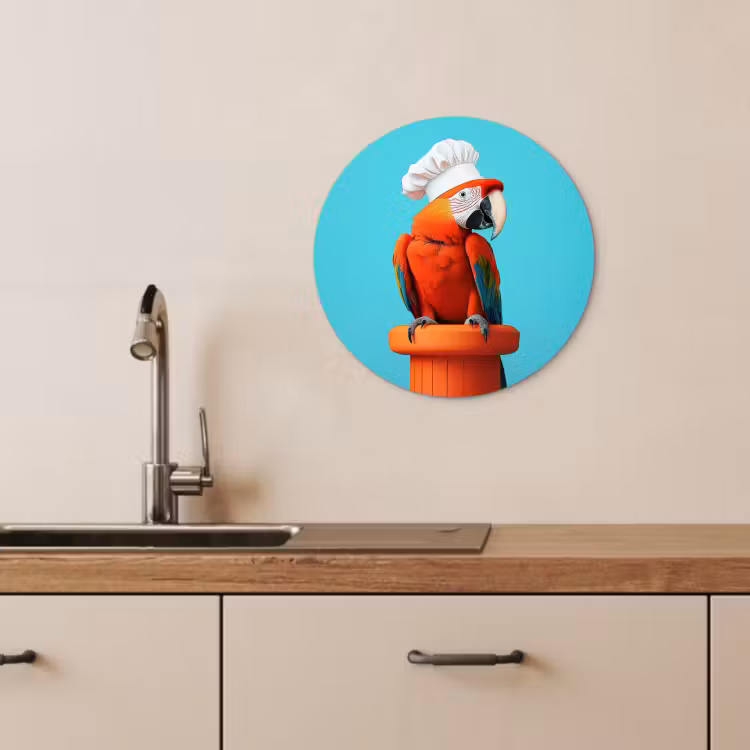 Tableau rond - Ara - Toque - Piédestal - Amusant — 3