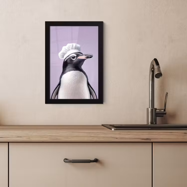 Cadre Photo - Pingouin - Toque - Mignon - Violet — 2
