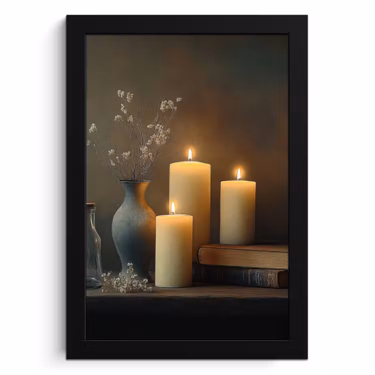 Cadre Photo - Bougies - Nature morte - Rustique - Livres — 1