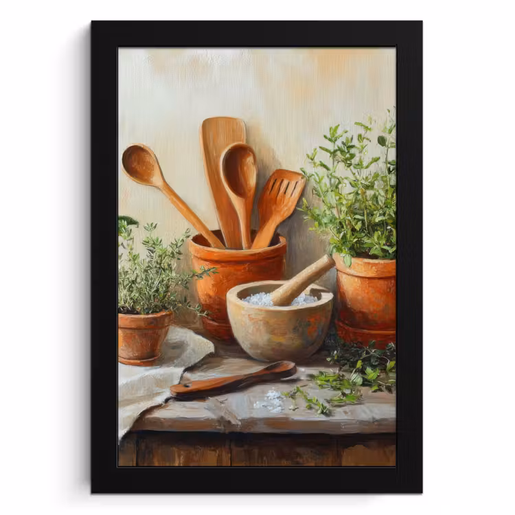 Cadre Photo - Pots - Herbes - Bois — 1