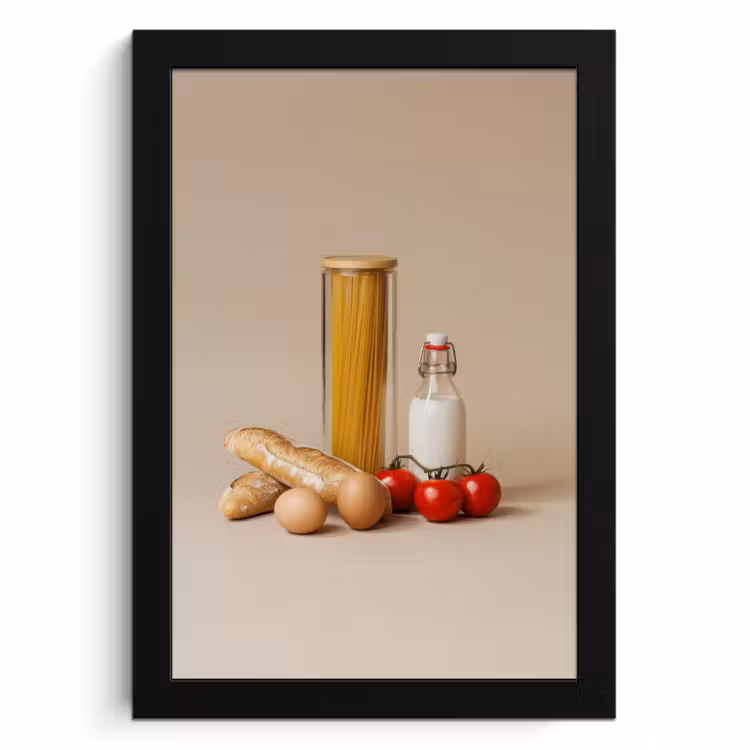Cadre Photo - Spaghetti - Lait - Tomates - Œufs - Pain — 1