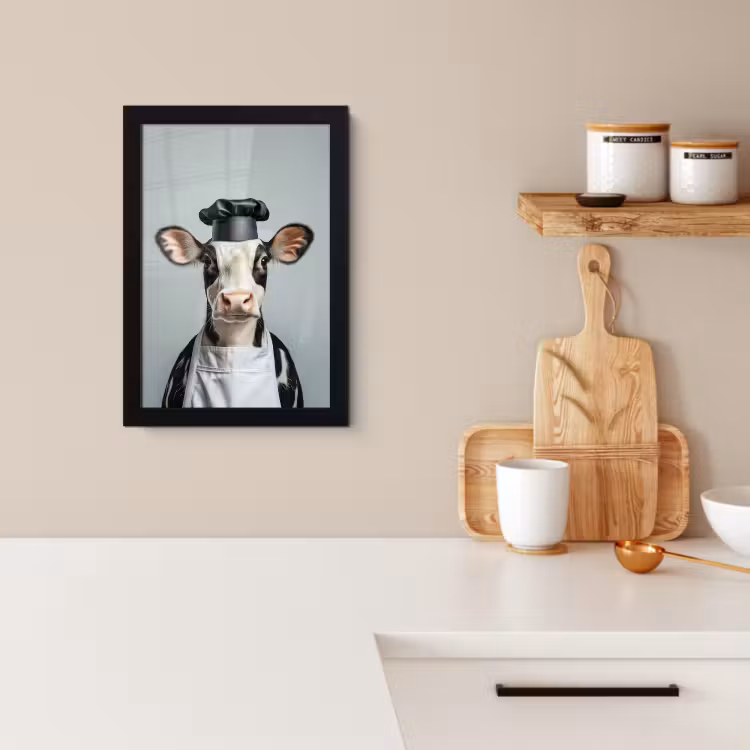 Cadre Photo - Vache - Noir - Blanc - Cuisinier — 2