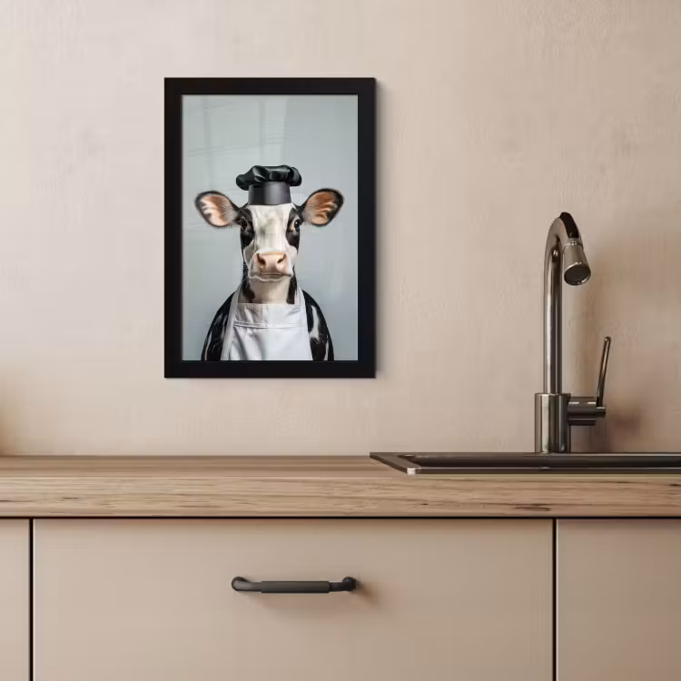 Cadre Photo - Vache - Noir - Blanc - Cuisinier — 3