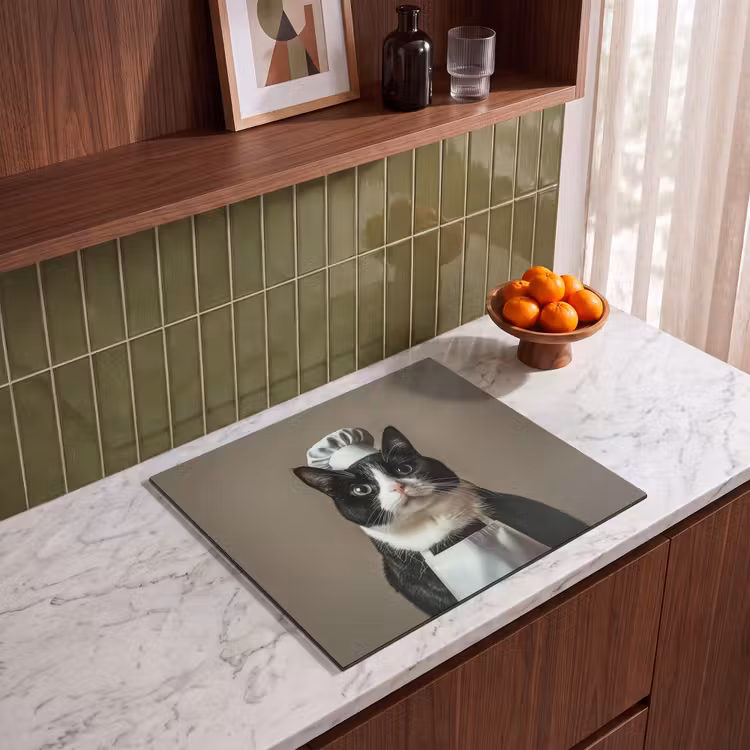 Protection plaque induction - Chat - Vêtements de chef - Noir - Blanc — 4