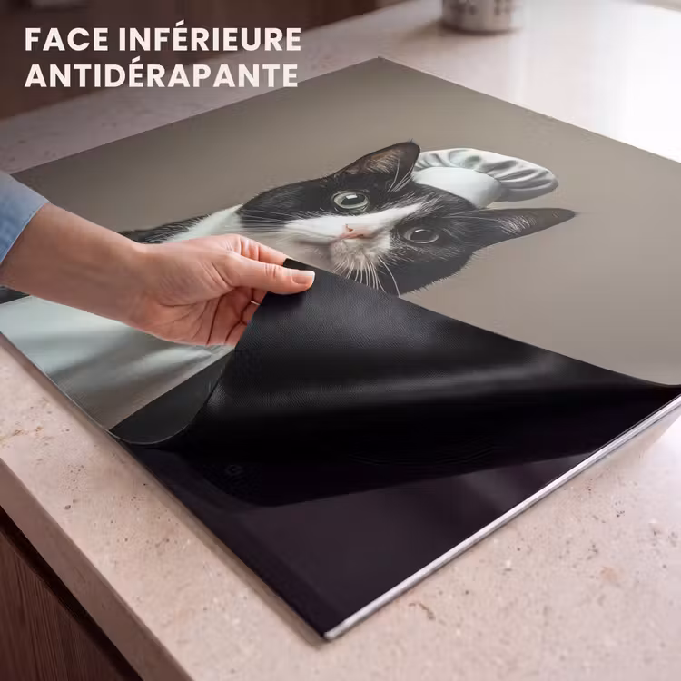 Protection plaque induction - Chat - Vêtements de chef - Noir - Blanc — 7