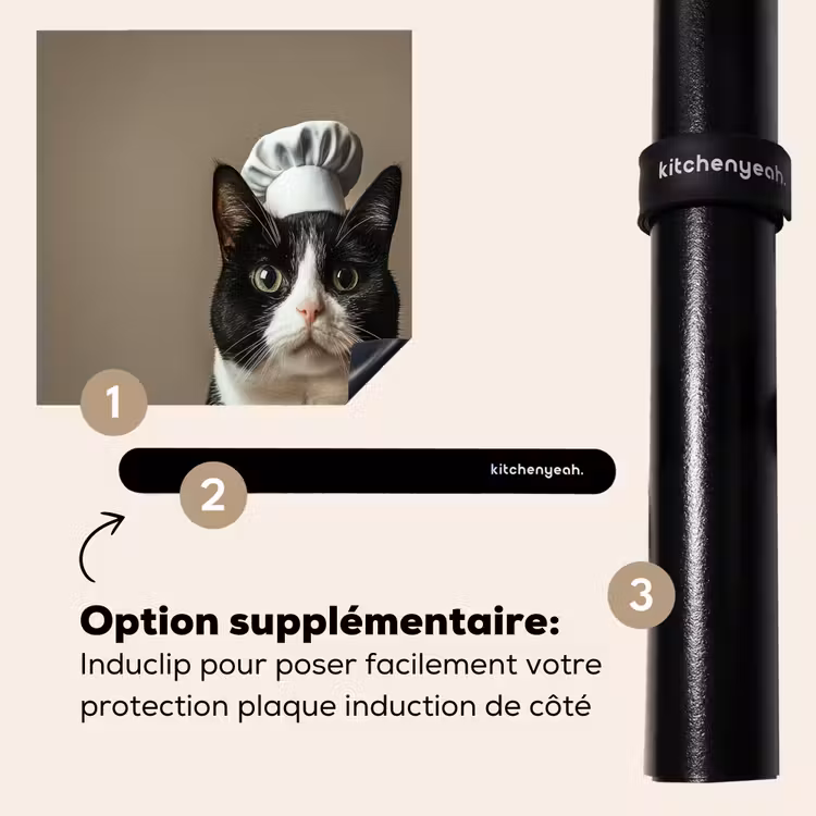Protection plaque induction - Chat - Vêtements de chef - Noir - Blanc — 8