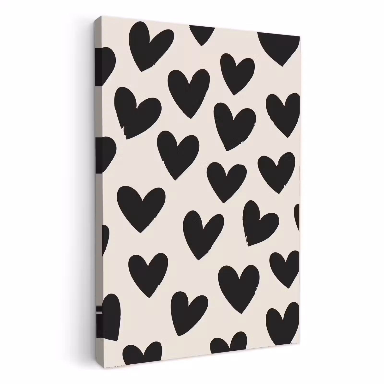 Tableau sur toile - Coeurs - Noir - Beige — 1