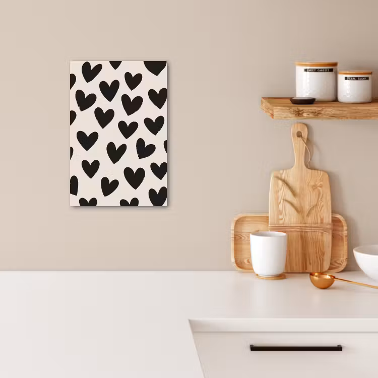 Tableau sur toile - Coeurs - Noir - Beige — 2