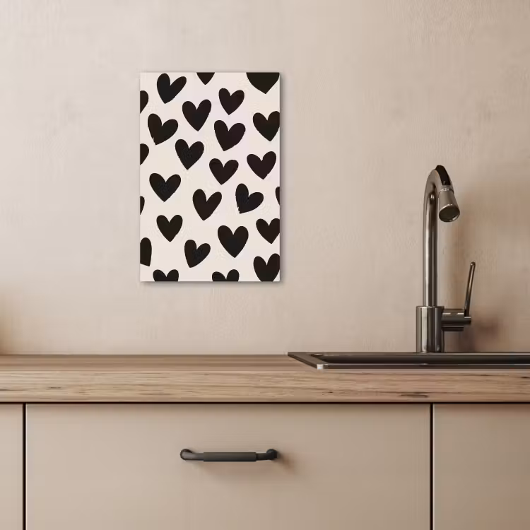 Tableau sur toile - Coeurs - Noir - Beige — 3