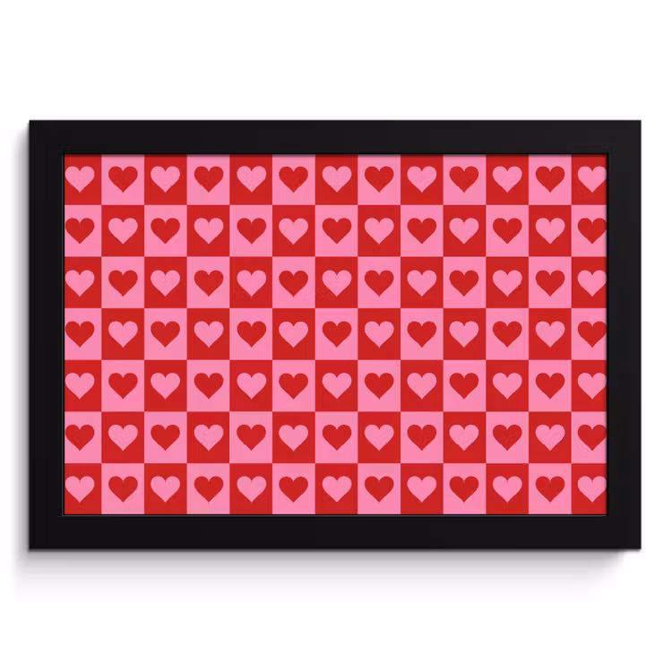 Cadre Photo - Rouge - Rose - Échiquier - Valentin — 1