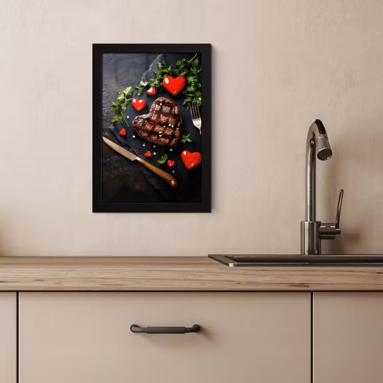 Cadre Photo - Steak - Coeur - Couverts — 2