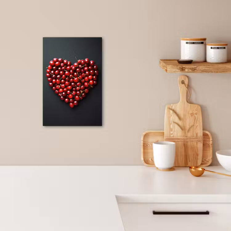 Tableau sur toile - Cerise - Coeur - Rouge - Noir — 3