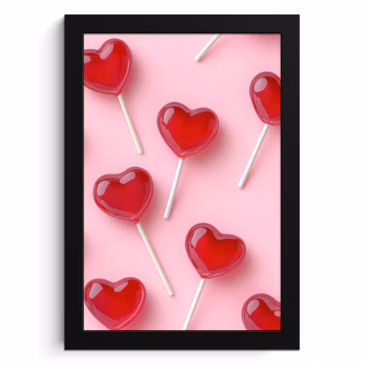Cadre Photo - Sucettes - Coeurs - Rose — 1