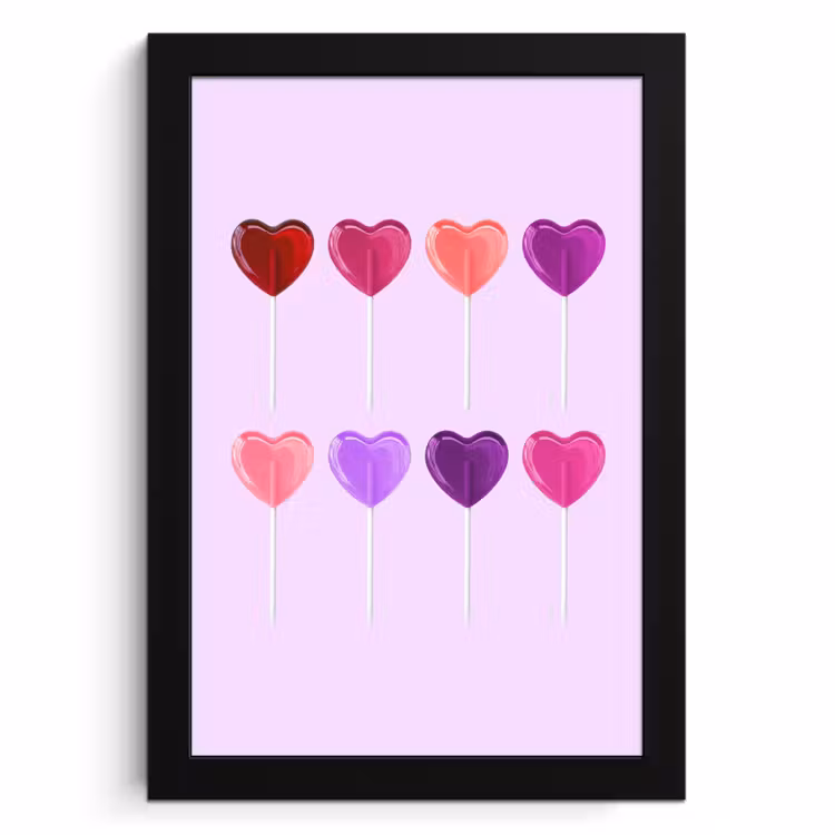 Cadre Photo - Sucette - Coeur - Rose - Bonbons — 1