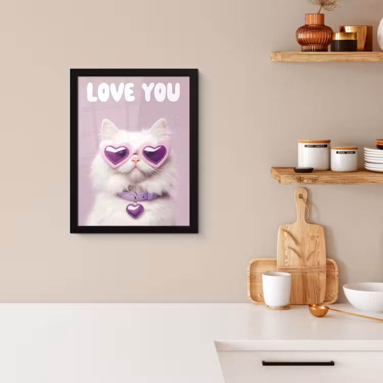 Cadre Photo - Chat - Amour - Violet - Valentin — 2
