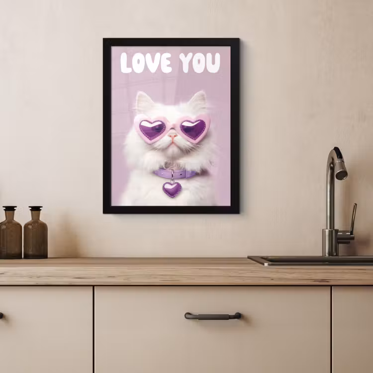 Cadre Photo - Chat - Amour - Violet - Valentin — 3