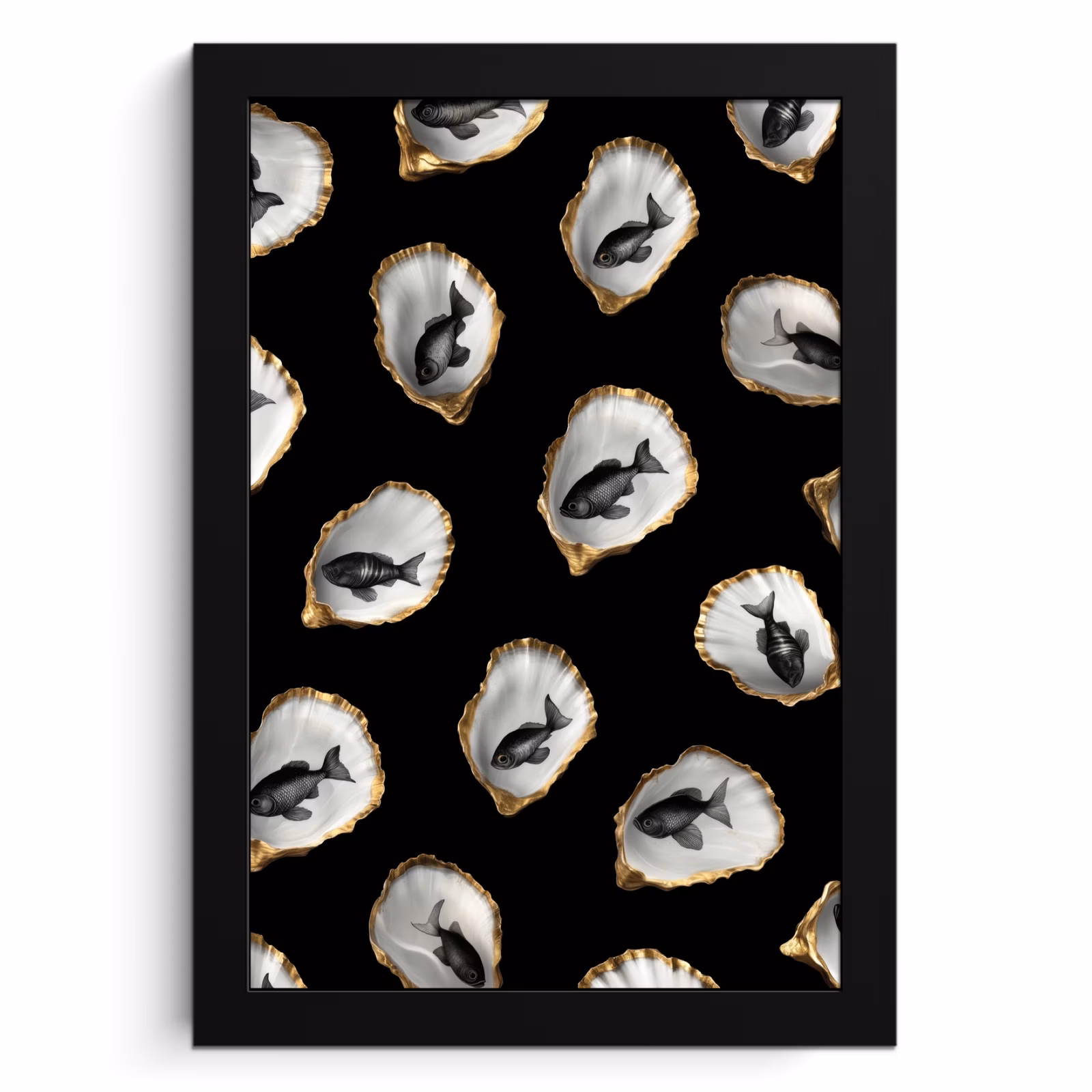 Cadre Photo - Huîtres - Noir - Poisson - Or — 1