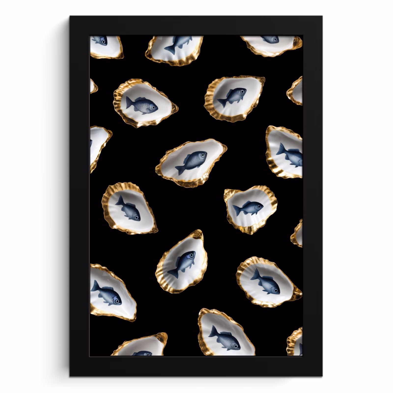 Cadre Photo - Huîtres - Poissons - Bleu - Or — 1