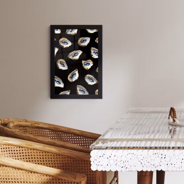 Cadre Photo - Huîtres - Poissons - Bleu - Or — 4