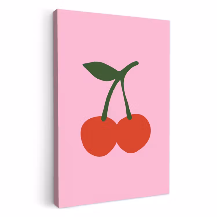 Tableau sur toile - Cerises - Rose - Illustration — 1