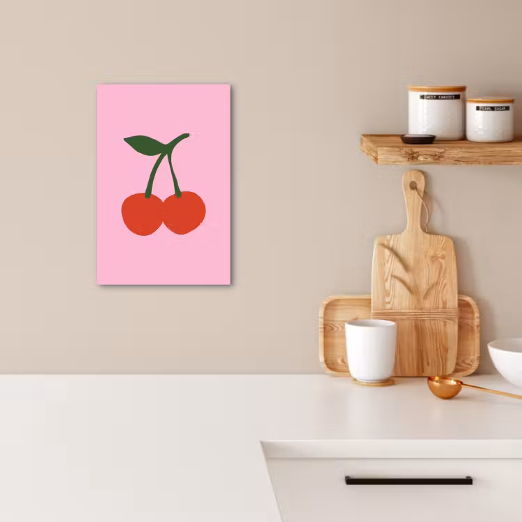 Tableau sur toile - Cerises - Rose - Illustration — 2