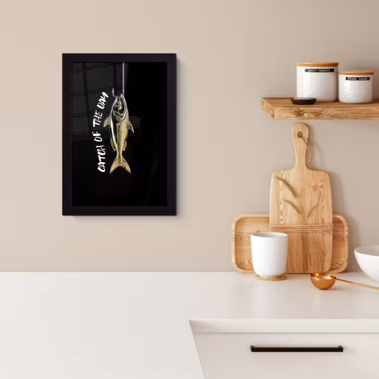 Cadre Photo - Poisson - Noir - Or - Texte — 2