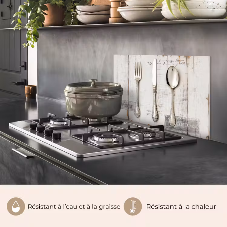 Fond de hotte - Argent - Couverts - Bois — 2