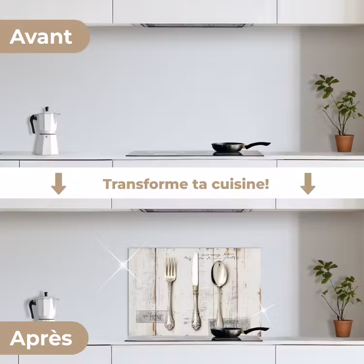 Fond de hotte - Argent - Couverts - Bois — 7