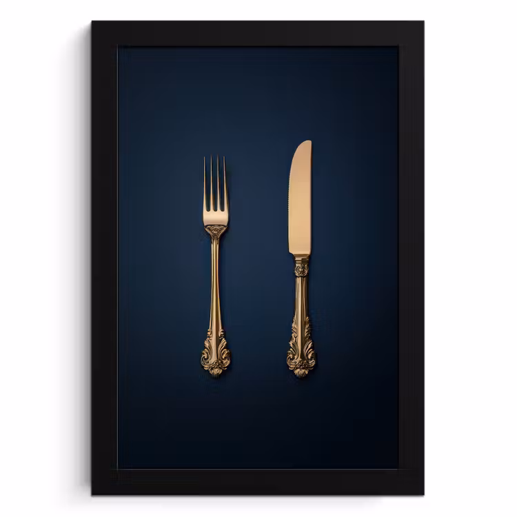 Cadre photo - Couverts - Bleu foncé - Or — 1