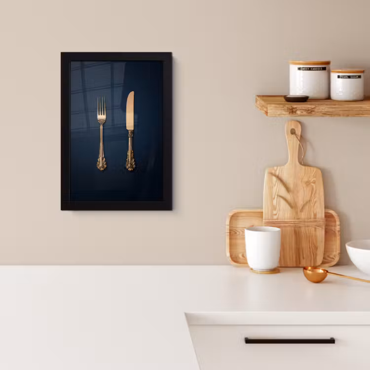 Cadre photo - Couverts - Bleu foncé - Or — 2