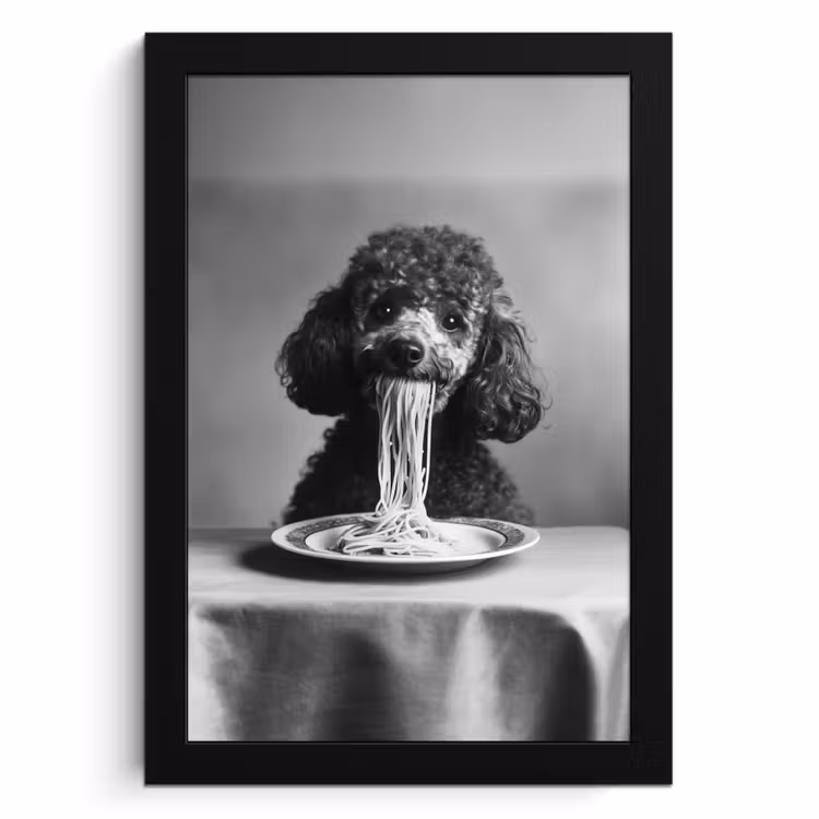 Cadre Photo - Caniche - Chien - Noir - Blanc - Mignon - Pâtes — 1