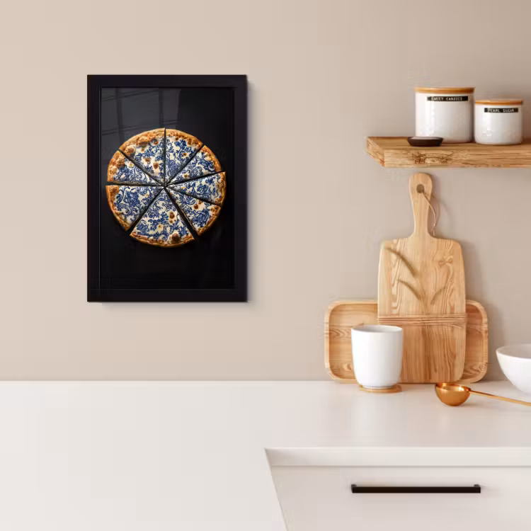 Cadre Photo - Pizza - Alimentation - Bleu de Delft — 2