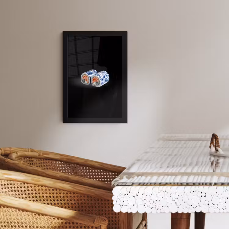 Cadre Photo - Sushi - Bleu de Delft - Riz - Poisson - Elégant — 2