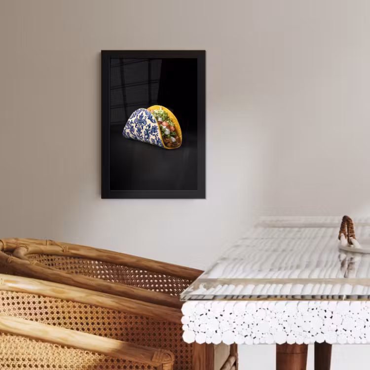 Cadre Photo - Taco - Viande - Salade - Bleu de Delft - Motif — 2