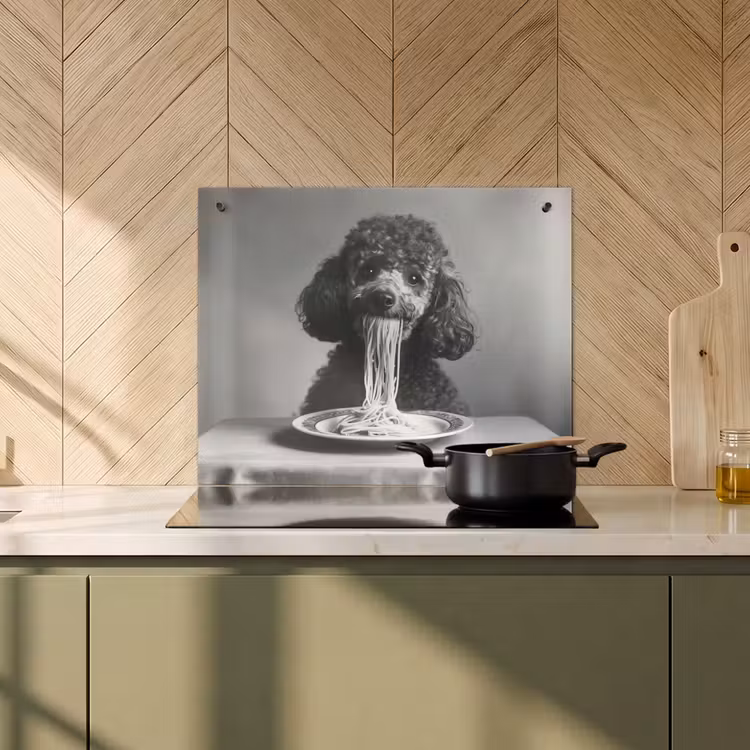 Beschemer à induction avec crochets - Caniche - Chien - Noir - Blanc - Mignon - Pâtes — 1