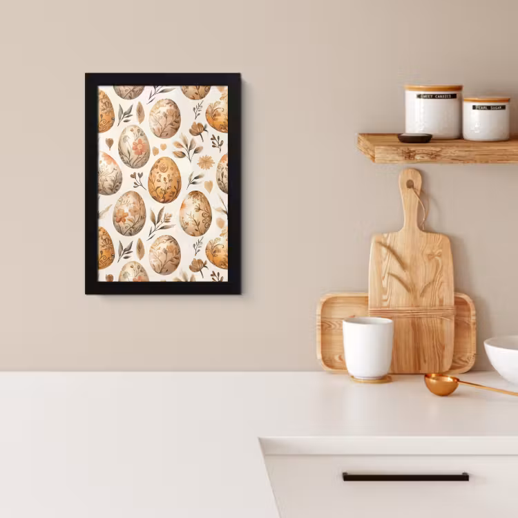 Cornice per foto - Oeufs de Pâques - Marron - Fleurs — 1