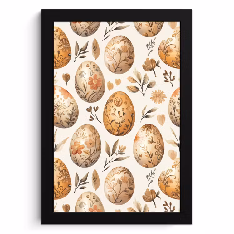 Cornice per foto - Oeufs de Pâques - Marron - Fleurs — 2