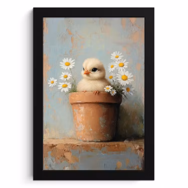 Cornice per foto - Pot de fleurs - Poussin - Fleurs — 1