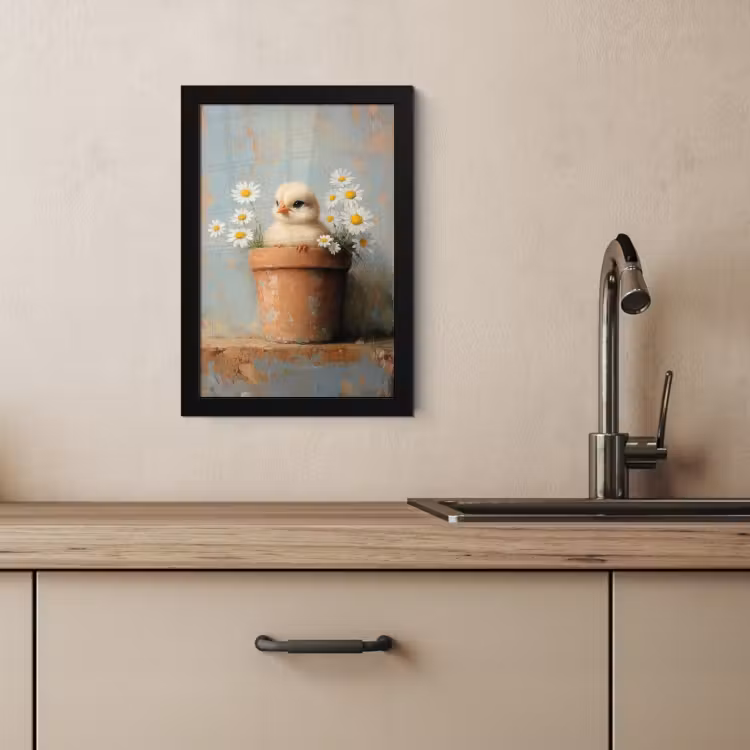 Cornice per foto - Pot de fleurs - Poussin - Fleurs — 2