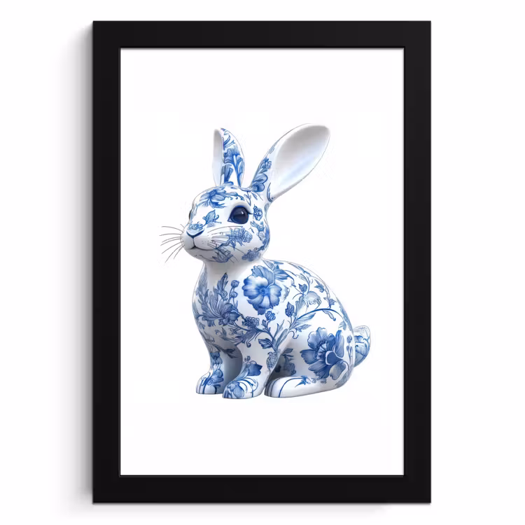 Cornice per foto - Bleu de Delft - Petit lapin - Blanc — 1