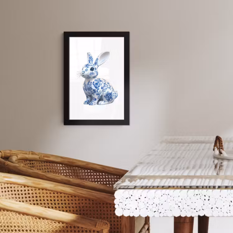 Cornice per foto - Bleu de Delft - Petit lapin - Blanc — 2